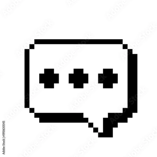 Obraz Pixel Art White Speech Bubble with Three Black Dots 