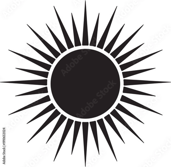 Obraz Sun with Double Layer Rays smart in silhouette on white background.