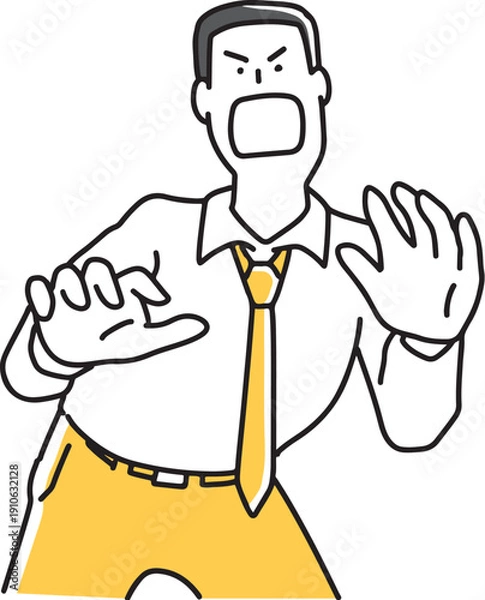 Obraz 驚きすぎて変なポーズをとってしまうビジネスマン