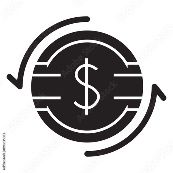 Obraz Dollar Coin Arrows Vector Icon