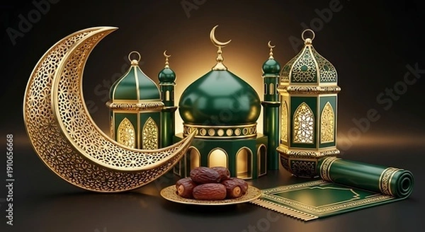 Obraz Luxury Gold 3D Ramadan Icon Set