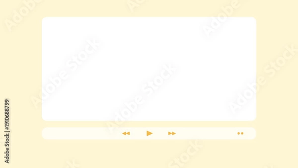 Obraz 動画プレーヤーのインターフェース素材、イエローの再生画面フレームと操作パネルのベクターイラスト