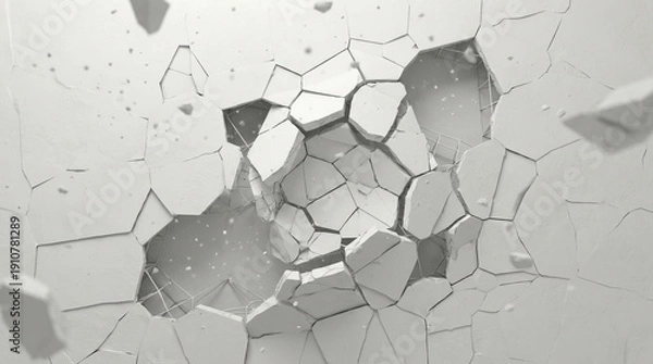 Obraz 白の破壊された壁