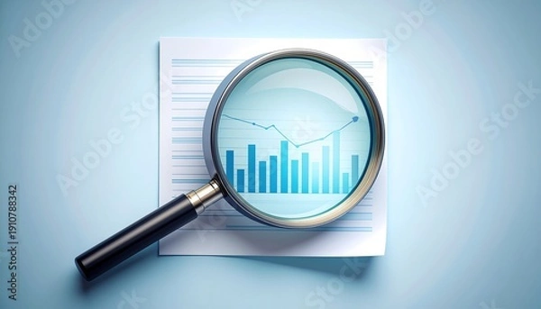 Obraz Magnifying Glass Over Financial Data Chart