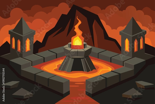 Obraz Dwarven Forge With Lava Rivers Underground