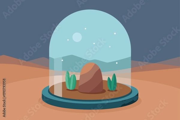 Obraz Glass Dome With Glowing Ecosystem