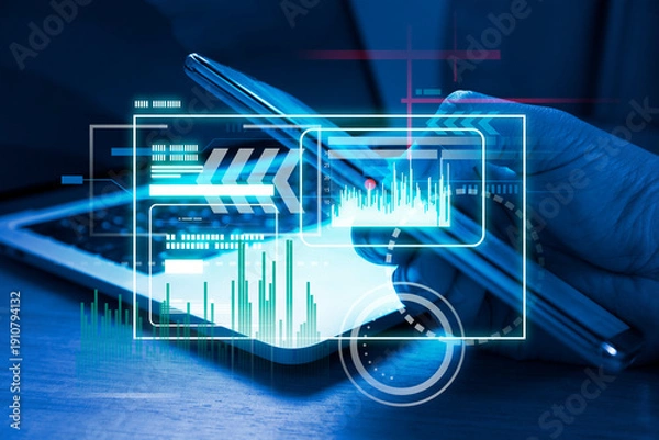 Obraz AI in business , machine learning , data analytic automation processing