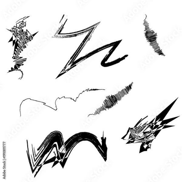 Obraz Abstract Grunge Brush Stroke Vector Set