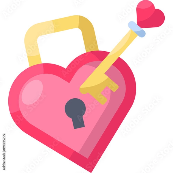 Fototapeta Heart Lock Flat Icon