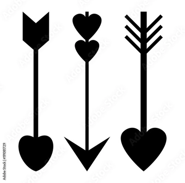 Fototapeta Set of Cupid arrow symbol isolated on white