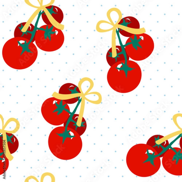 Obraz Vector seamless pattern with tomatoes for wallpaper background, fabric and other.