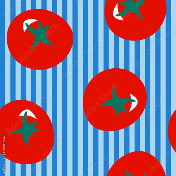Obraz Vector seamless pattern with tomatoes for wallpaper background, fabric and other.