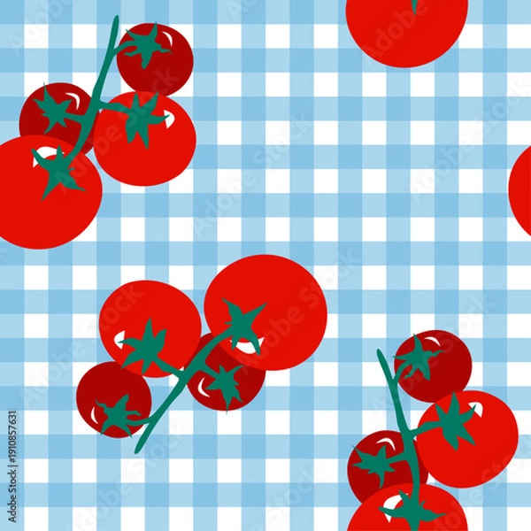 Obraz Vector seamless pattern with tomatoes for wallpaper background, fabric and other.