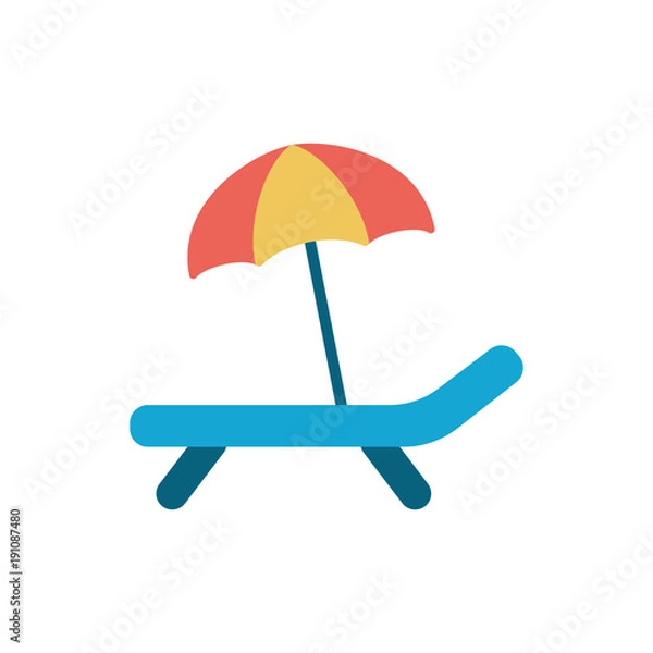 Fototapeta deckchair with umbrella icon on white background