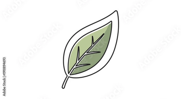 Obraz Simple Green Leaf Illustration Design Element.
