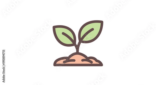 Obraz Simple Green Seedling with Two Leaves.