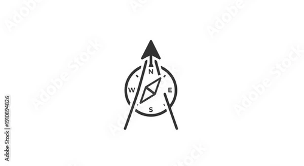 Obraz Simple Black Compass Illustration Isolated White.