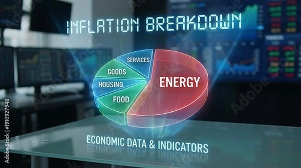 Obraz Inflation Breakdown Pie Chart Economic Data and Indicators.