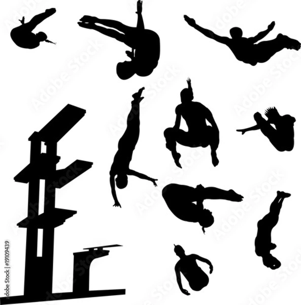 Obraz free style diving collection vector
