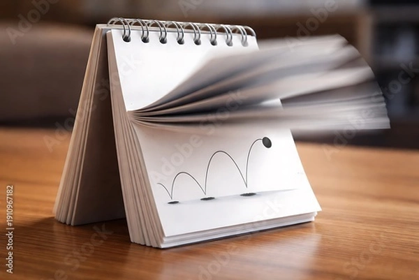 Fototapeta Fast Flipping Desk Calendar Pages with Bouncing Progress Graph