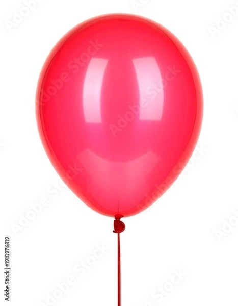 Obraz Shiny, rounded, red balloon with a tied string on white
