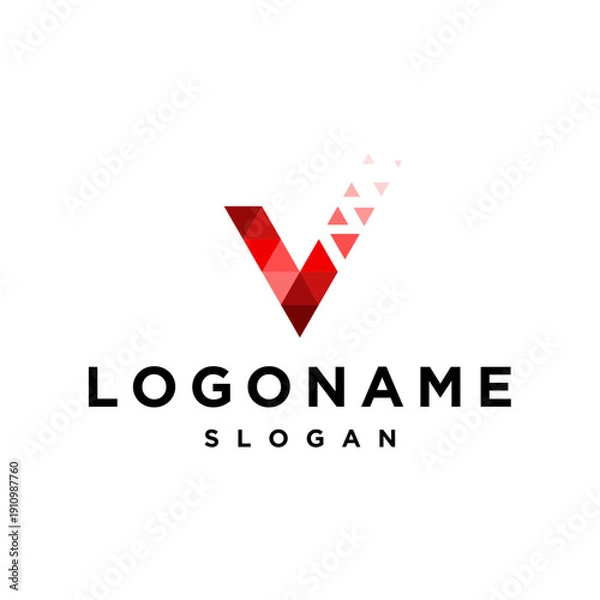 Obraz Letter V Digital Logo Vector