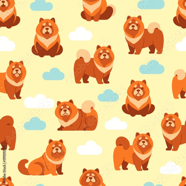 Obraz Cartoon Shiba Inu Pattern Design.