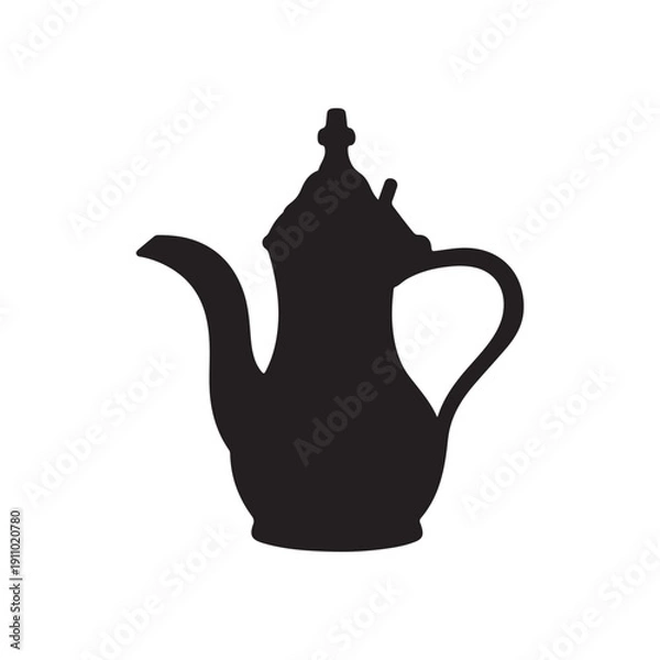 Obraz Black Arabic tea pot silhouette vector illustration