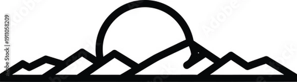 Obraz sunset over mountains, simple line art