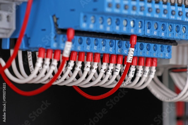Obraz Connecting the electrical module using copper electrical insulated wires. 