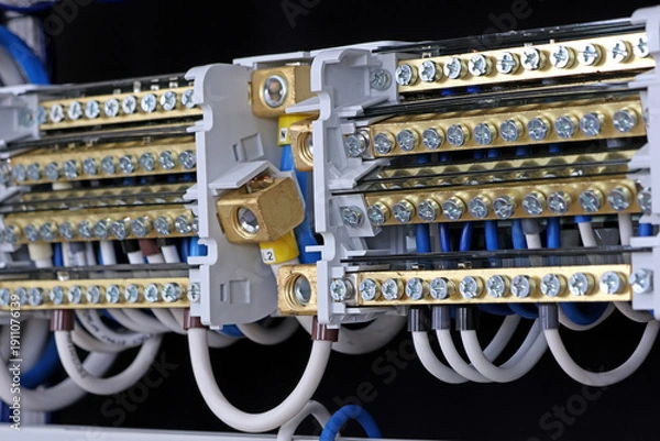 Obraz Connecting the electrical module using copper electrical insulated wires. 