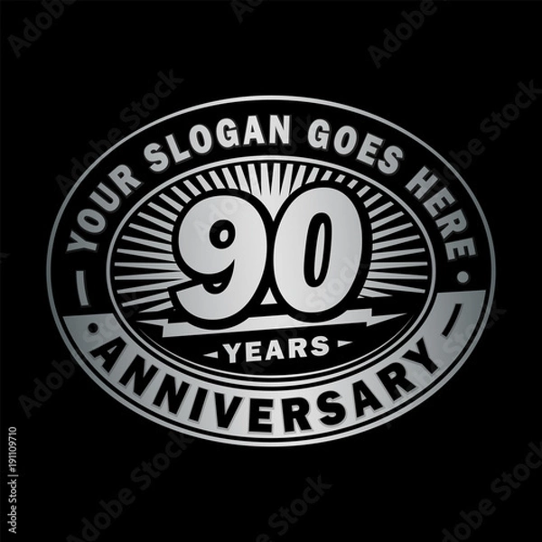 Fototapeta 90 years anniversary design template. Vector and illustration. 90th logo. 
