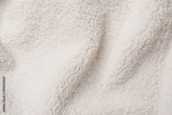 Obraz White teddy fabric background, soft curly texture