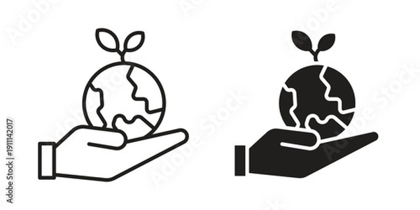 Obraz Save environment icon. Line and Silhouette Icon Set.