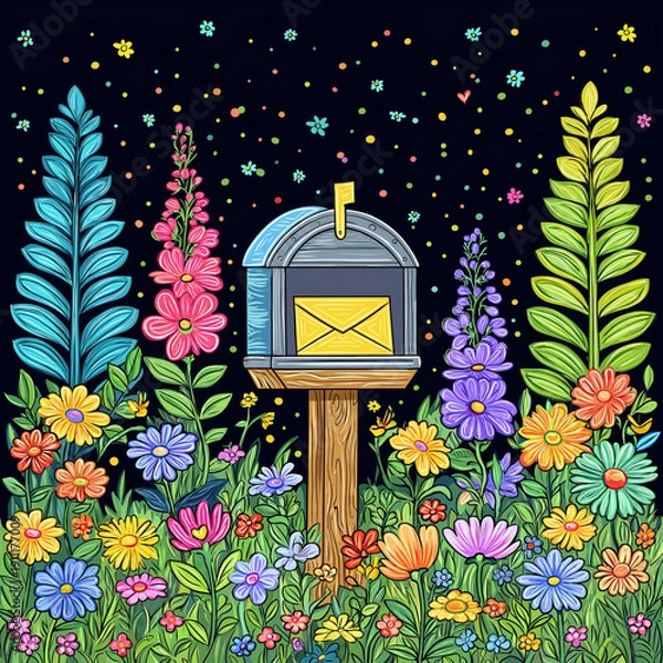 Obraz 郵便ポストと虹