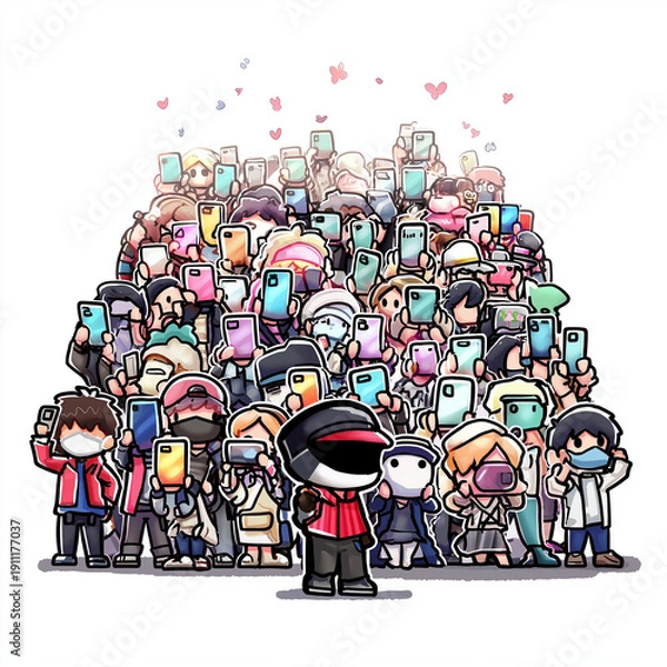 Obraz スマホで写真を撮る人々。群衆
