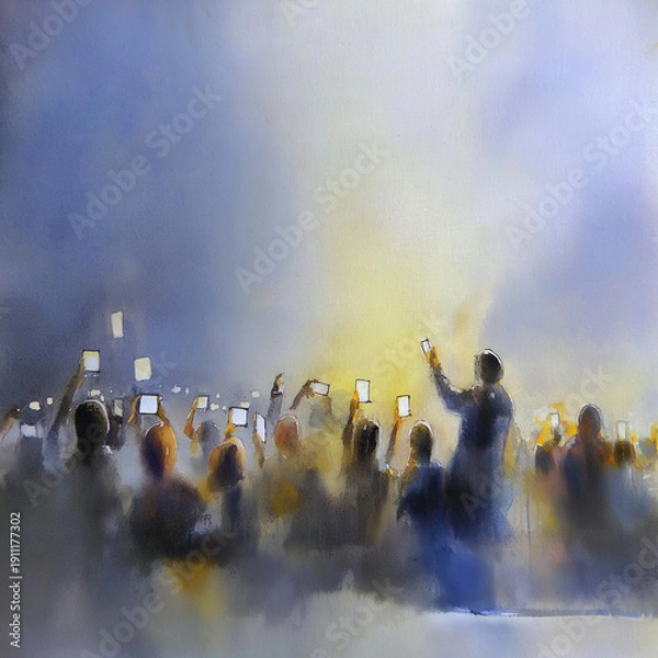Obraz スマホで写真を撮る人々。群衆