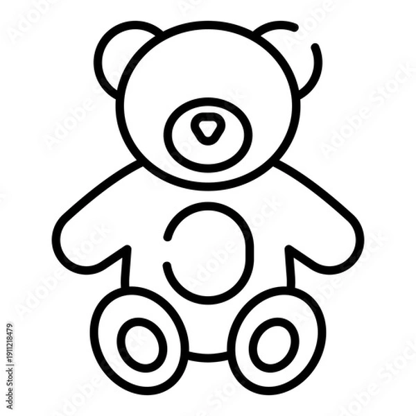 Obraz Bear doll black line icon