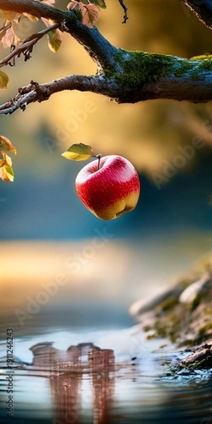 Obraz 万有引力でリンゴが落ちる