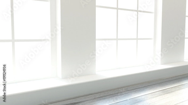 Fototapeta White interior room. 3d illustration, 3d rendering.