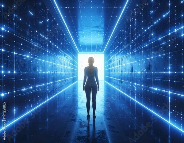 Obraz ビッグデータ時代を象徴するサイバー空間の回廊