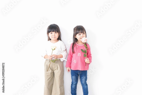 Obraz お花を持つ女の子たち