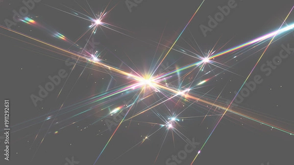 Obraz 黒背景にプリズムのように交差する鮮やかな虹色の光の筋