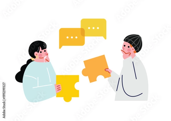 Obraz アイディアを考える男女