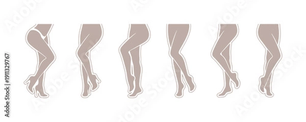 Obraz Elegant legs icon. 6 distinct styles. Changeable stroke. Vector artwork.