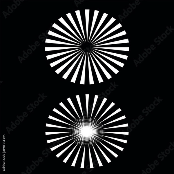 Obraz Circle line. Sunshine light ray. Black beam isolated Comic pattern. Sun effect rays. Radial circle lines vector illustration.