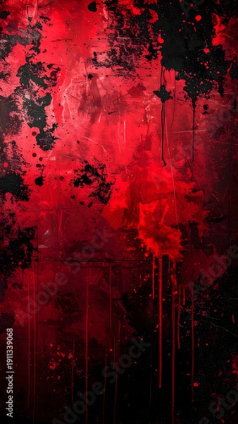 Obraz 血しぶきが飛び散る黒グランジ壁