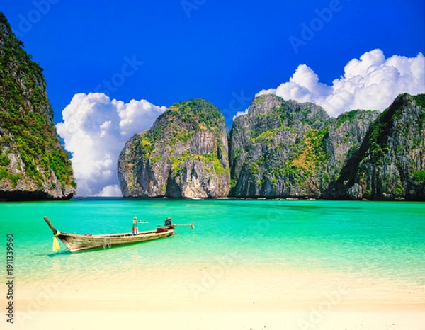 Obraz サンゴ礁の海が美しいピピ島のマヤベイ