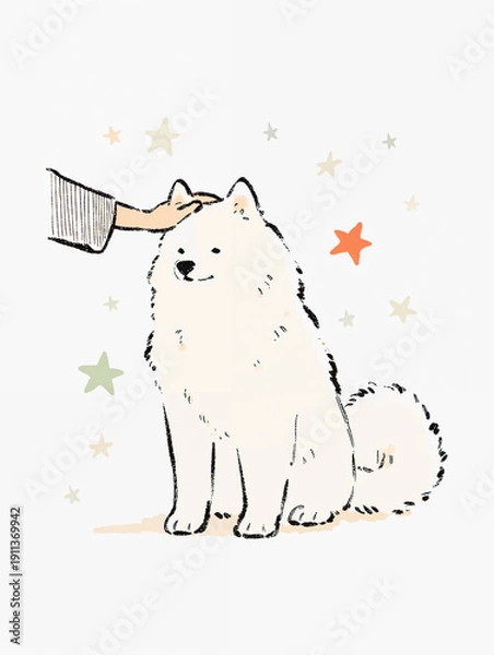 Obraz 撫でられる犬