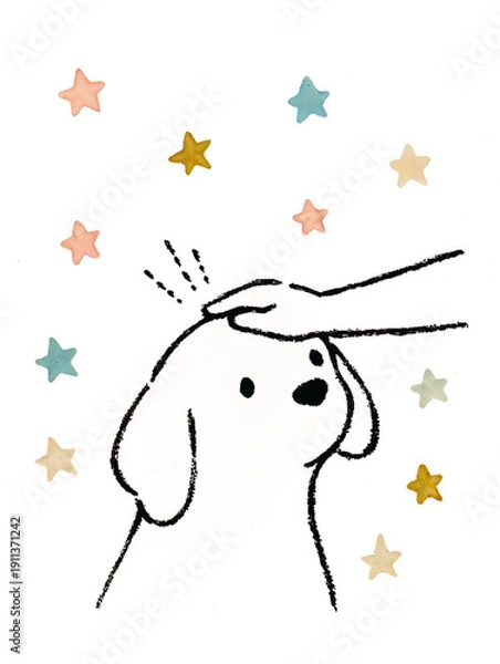 Obraz 頭を撫でられる犬